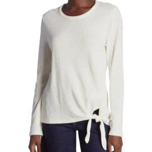 Madewell Textured Crepe Front Tie Top | Ivory | Size Medium